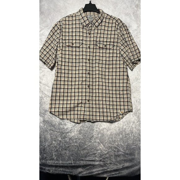 carhartt plaid button up shirt XL Men’s Cream Cotton Shirt‎ - Picture 1 of 7